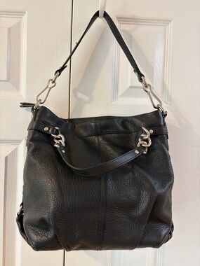 Coach Black Pebbled Leather Brooke Convertible Duffle Bag